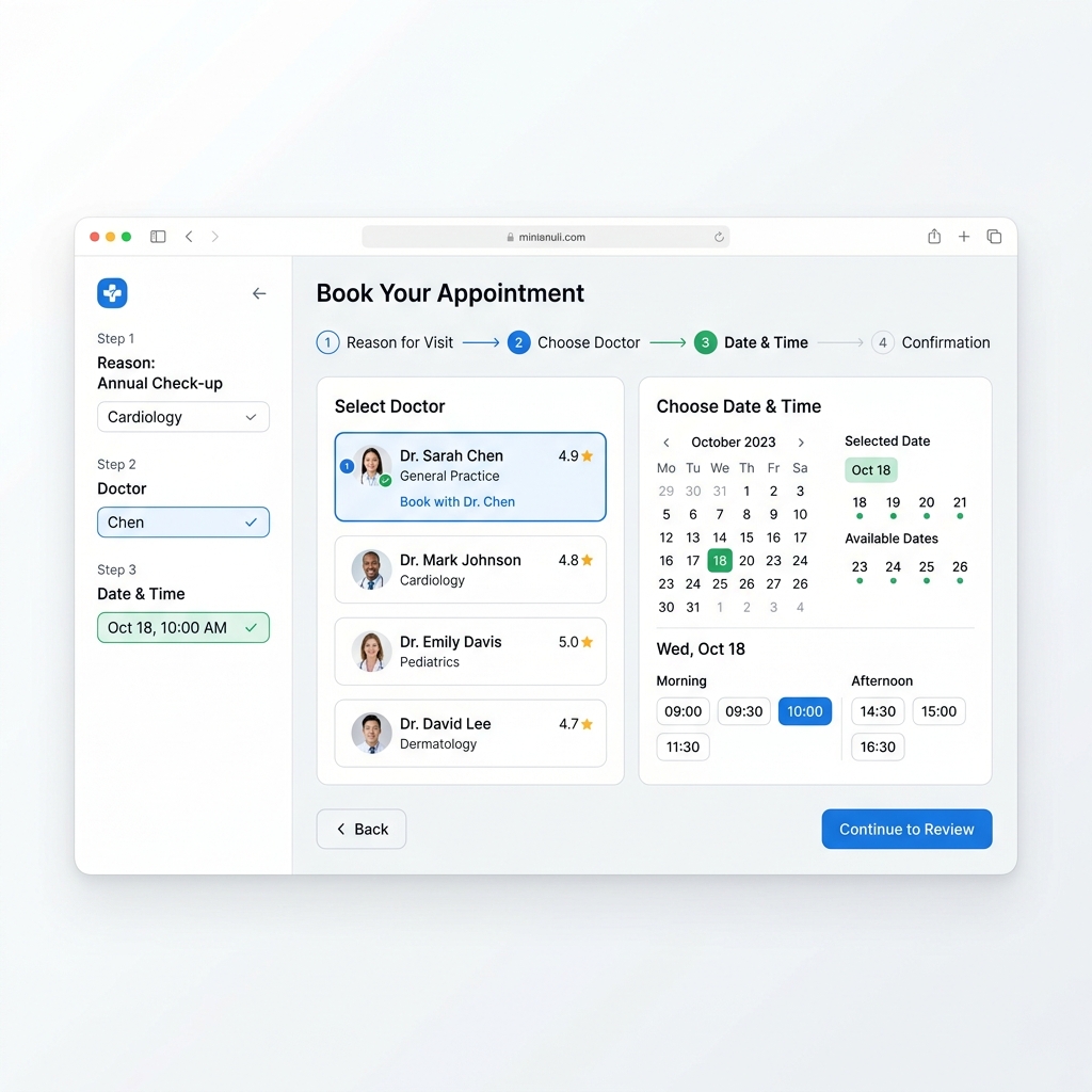 Interface de prise de rendez-vous